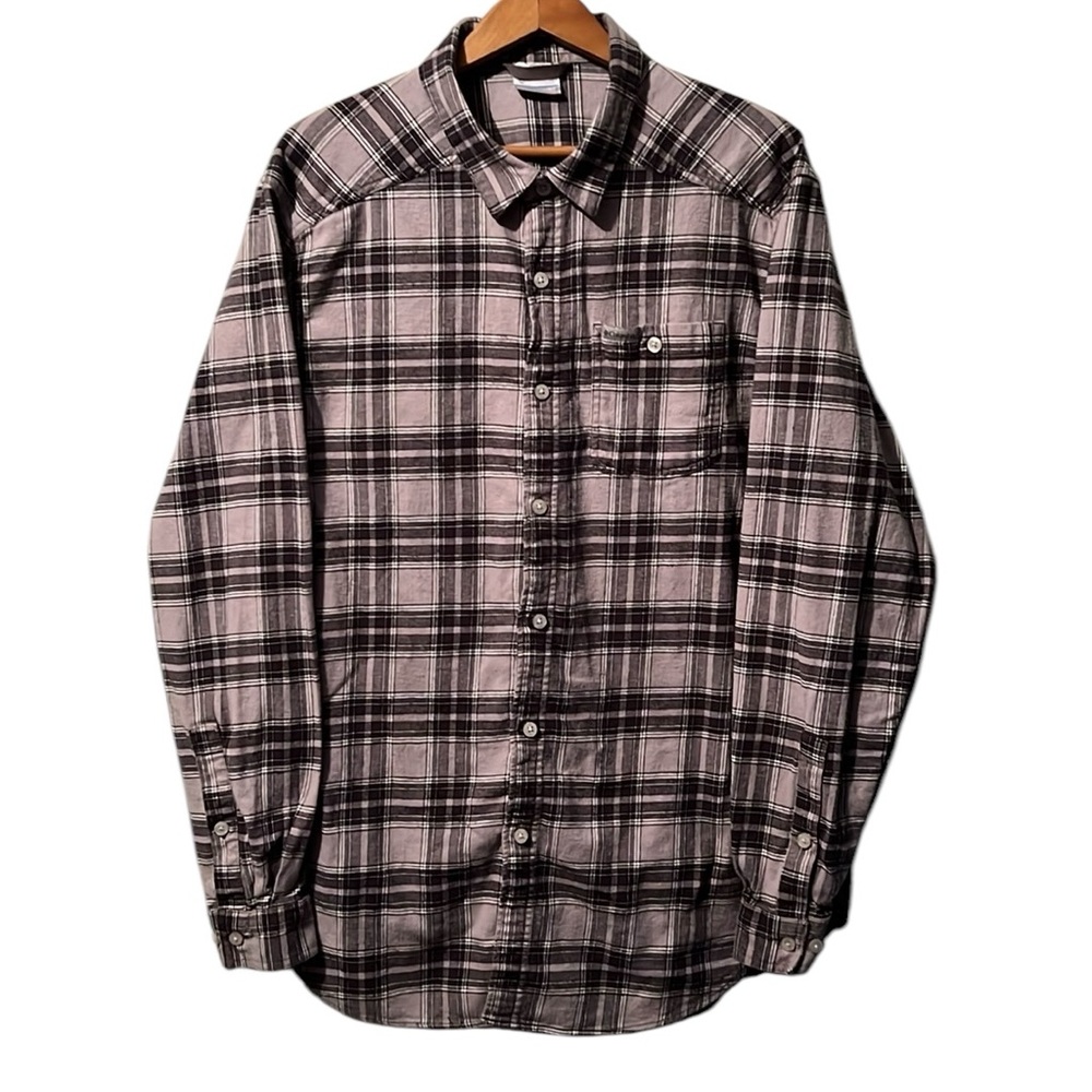 Columbia Men's Cornell Woods Flannel Long Sleeve Shirt Grey/Black Tartan XL Tall